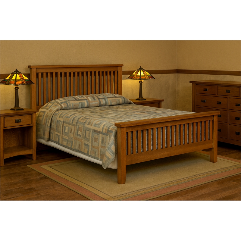Mission Quarter Sawn Oak 5 Drawer Library Desk - Walnut