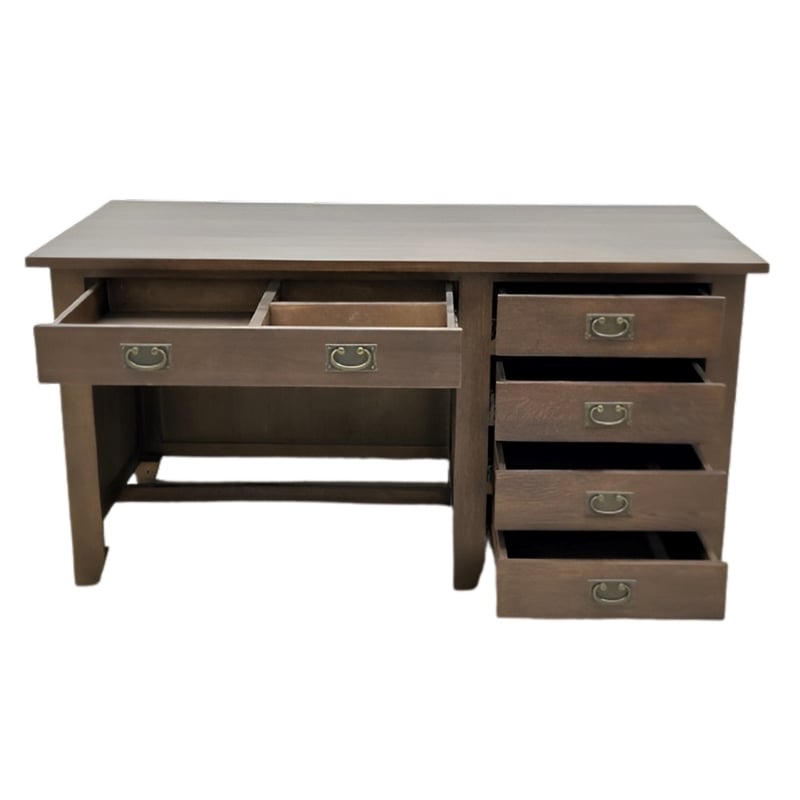 Mission Quarter Sawn Oak 5 Drawer Library Desk - Walnut