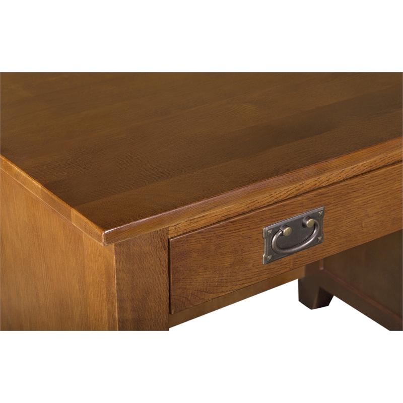 Mission Quarter Sawn Oak 5 Drawer Library Desk - Walnut