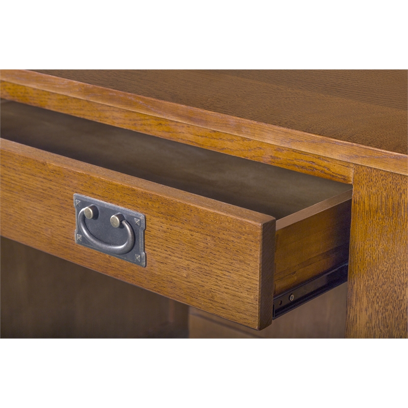 Mission Quarter Sawn Oak 5 Drawer Library Desk - Walnut