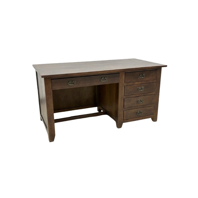 Mission Quarter Sawn Oak 5 Drawer Library Desk - Walnut