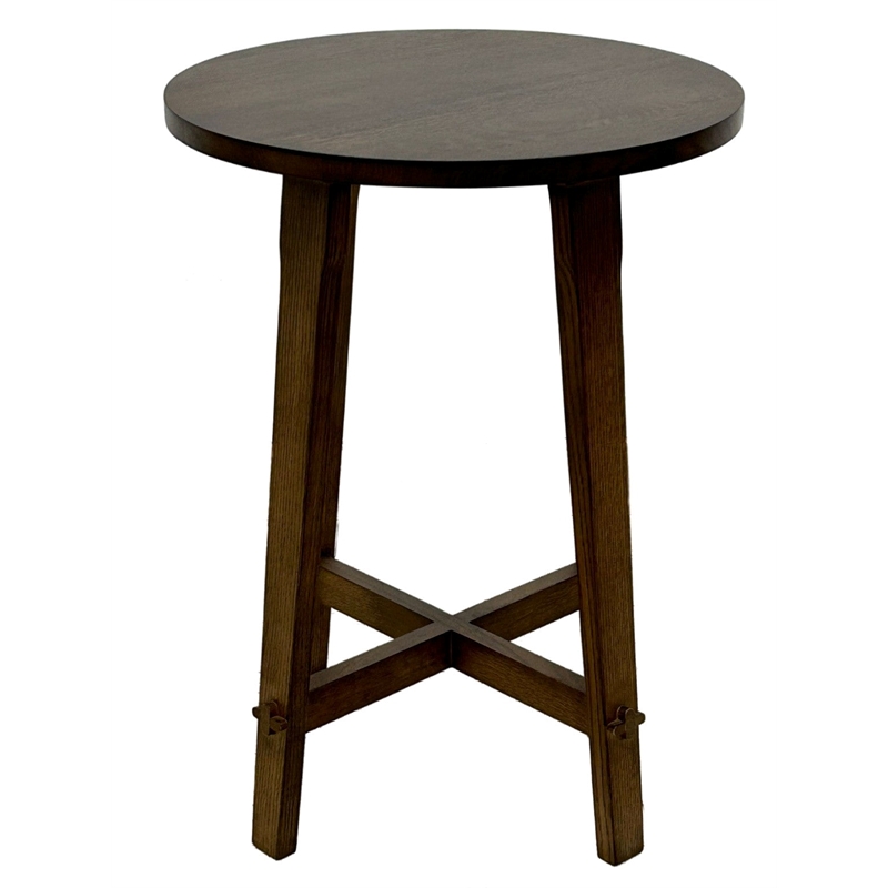 Arts and Crafts / Mission Style Oak Round End Table - Walnut