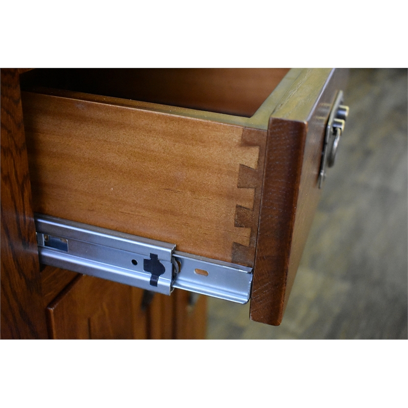 Mission Style Solid Quarter Sawn Oak Keyhole Nightstand - Walnut