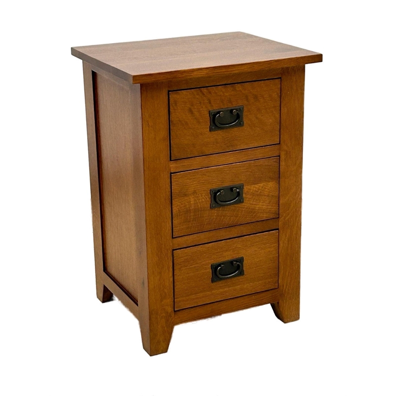 Mission Quarter Sawn Oak 3 Drawer Nightstand - Walnut