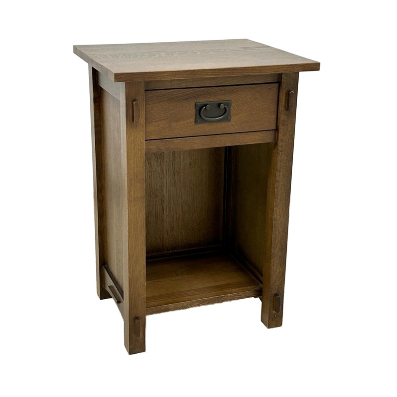 Mission Solid Quarter Sawn Oak 1 Drawer End Table - Model A27 - Walnut