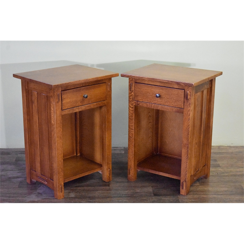 Mission Solid Quarter Sawn Oak 1 Drawer End Table - Model A27 - Walnut