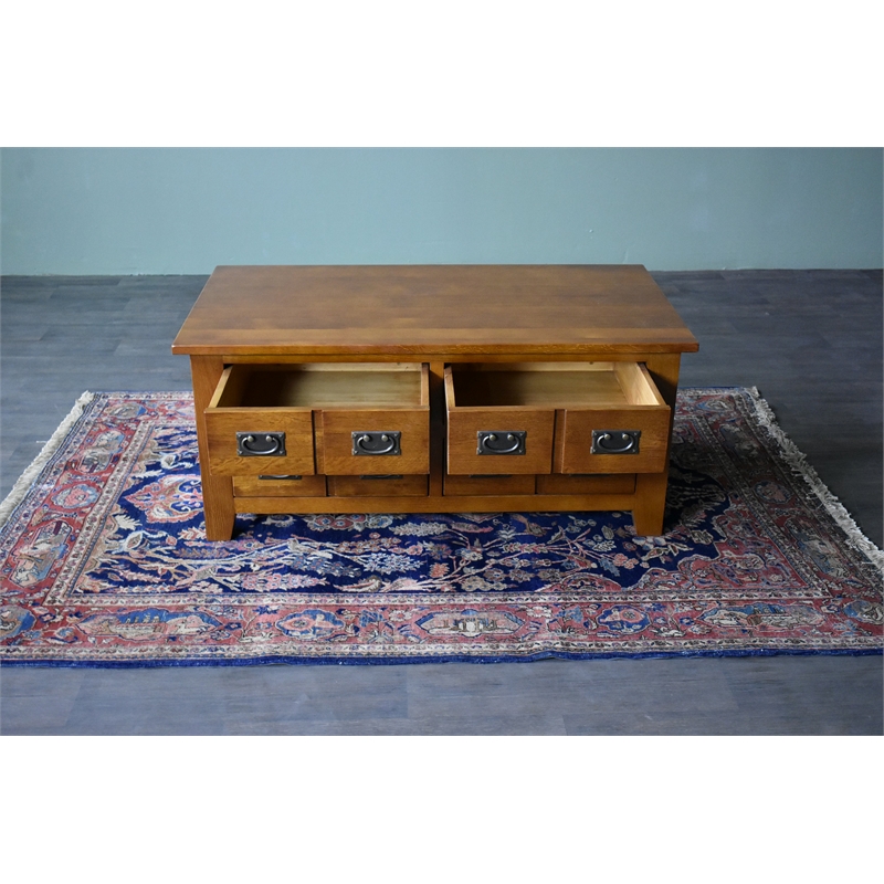 Mission 8 Drawer Coffee Table - Walnut