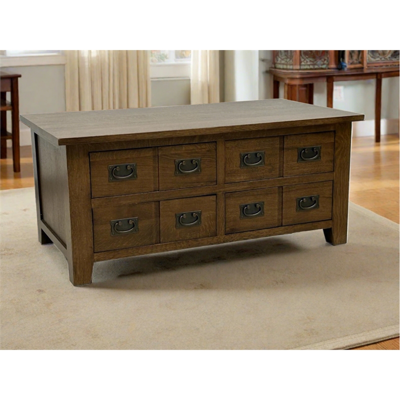 Mission 8 Drawer Coffee Table - Walnut