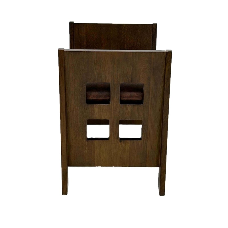 Mission Style Oak and Leather Foot Stool - Model A31
