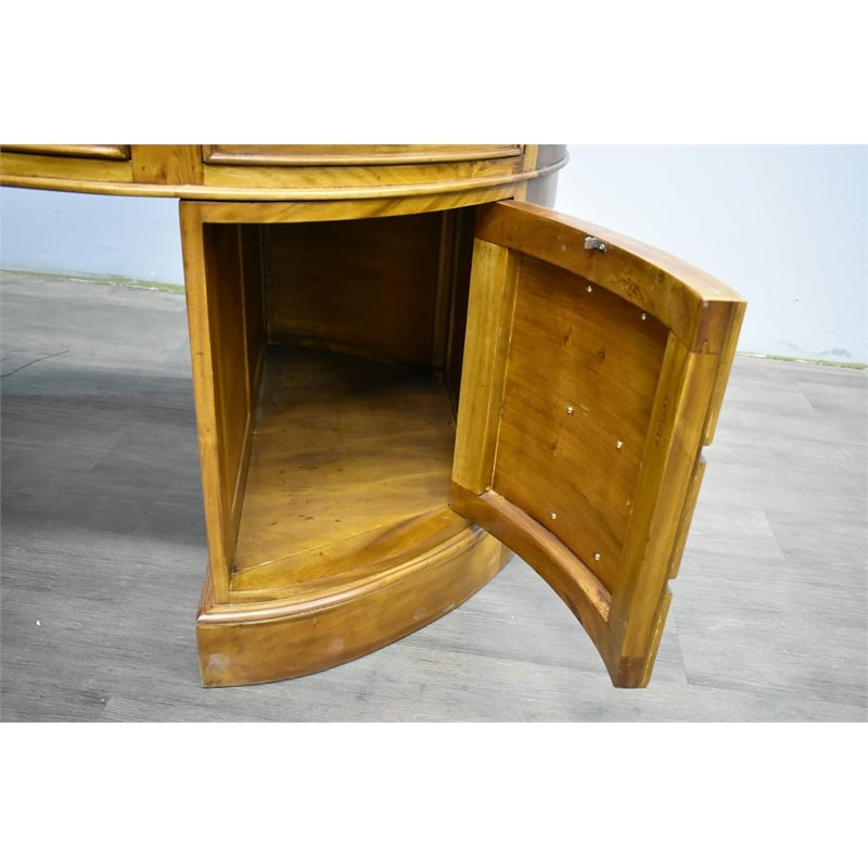 Crafters and Weavers Legacy Mahogany Wood Leather Top Kidney Desk Light Walnut