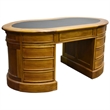 Crafters and Weavers Legacy Mahogany Wood Leather Top Kidney Desk Light Walnut