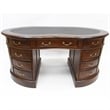 Crafters and Weavers Legacy Mahogany Wood Leather Top Kidney Desk - Brown Walnut