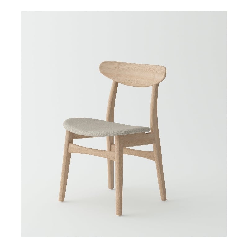 Set of 2 Isabella Mid-Century Dining chair - Solid Oak Wood and Fabric seat