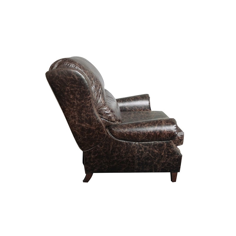 Crafters and Weavers English Rolled Arm Chair in Dark Brown Leather