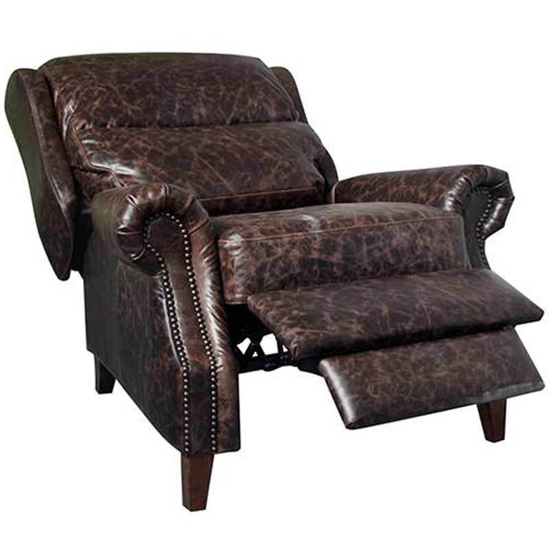 Crafters and Weavers English Rolled Arm Chair in Dark Brown Leather