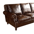 Crafters and Weavers English Rolled Arm Sofa in Dark Brown Leather