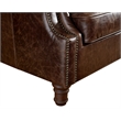 Crafters and Weavers English Rolled Arm Sofa in Dark Brown Leather