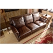 Crafters and Weavers English Rolled Arm Sofa in Dark Brown Leather