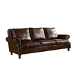 Crafters and Weavers English Rolled Arm Sofa in Dark Brown Leather