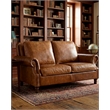Crafters and Weavers English Rolled Arm Love Seat in Light Brown Leather