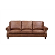 Crafters and Weavers English Rolled Arm Sofa in Bark Brown Leather
