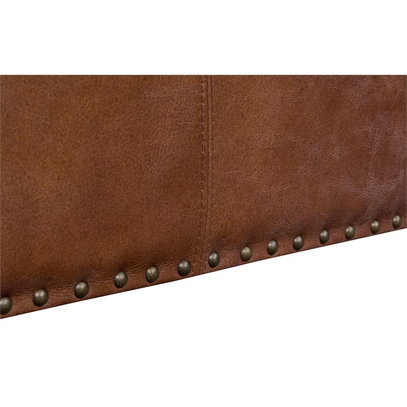 Crafters and Weavers English Rolled Arm Sofa in Bark Brown Leather