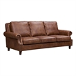 Crafters and Weavers English Rolled Arm Sofa in Bark Brown Leather