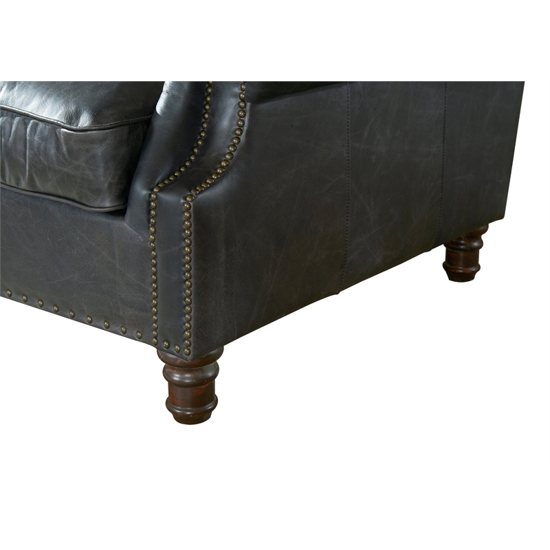 Crafters and Weavers English Rolled Arm Love Seat in Slate Leather