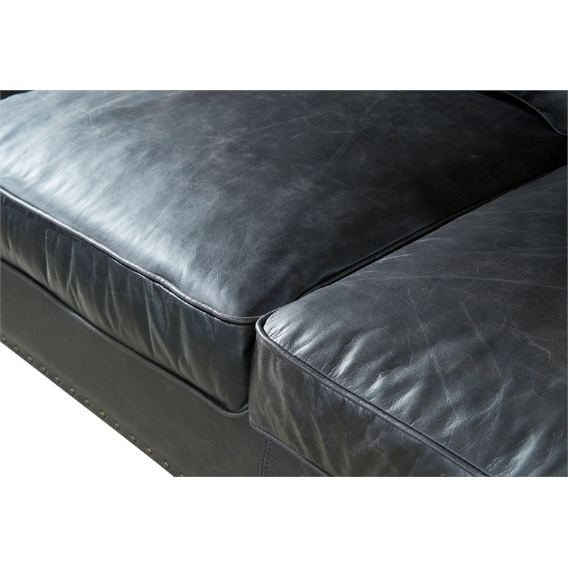 Crafters and Weavers English Rolled Arm Love Seat in Slate Leather