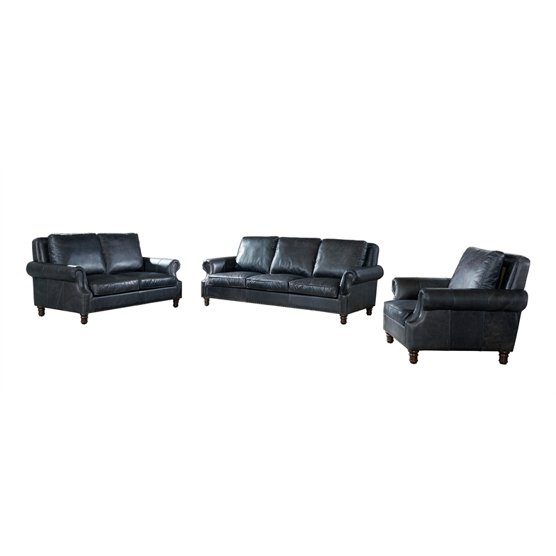 Crafters and Weavers English Rolled Arm Love Seat in Slate Leather