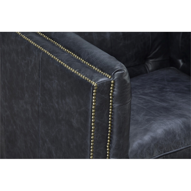 Crafters and Weavers Tuxedo Leather Arm Chair in Slate