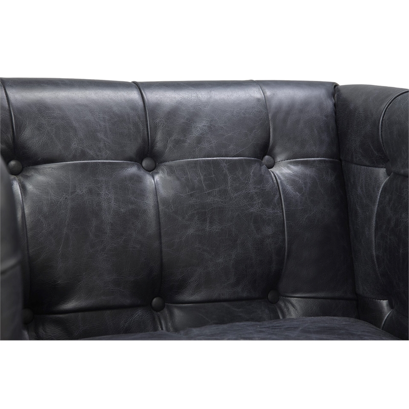 Crafters and Weavers Tuxedo Leather Arm Chair in Slate