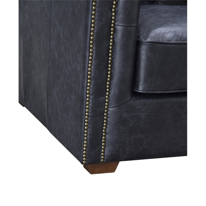 Crafters and Weavers Tuxedo Leather Arm Chair in Slate