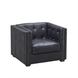 Crafters and Weavers Tuxedo Leather Arm Chair in Slate