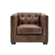 Crafters and Weavers Tuxedo Leather Arm Chair in Bark Brown