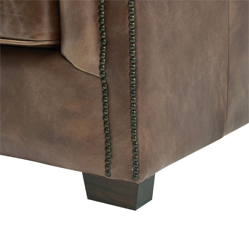 Crafters and Weavers Tuxedo Leather Love Seat in Bark Brown