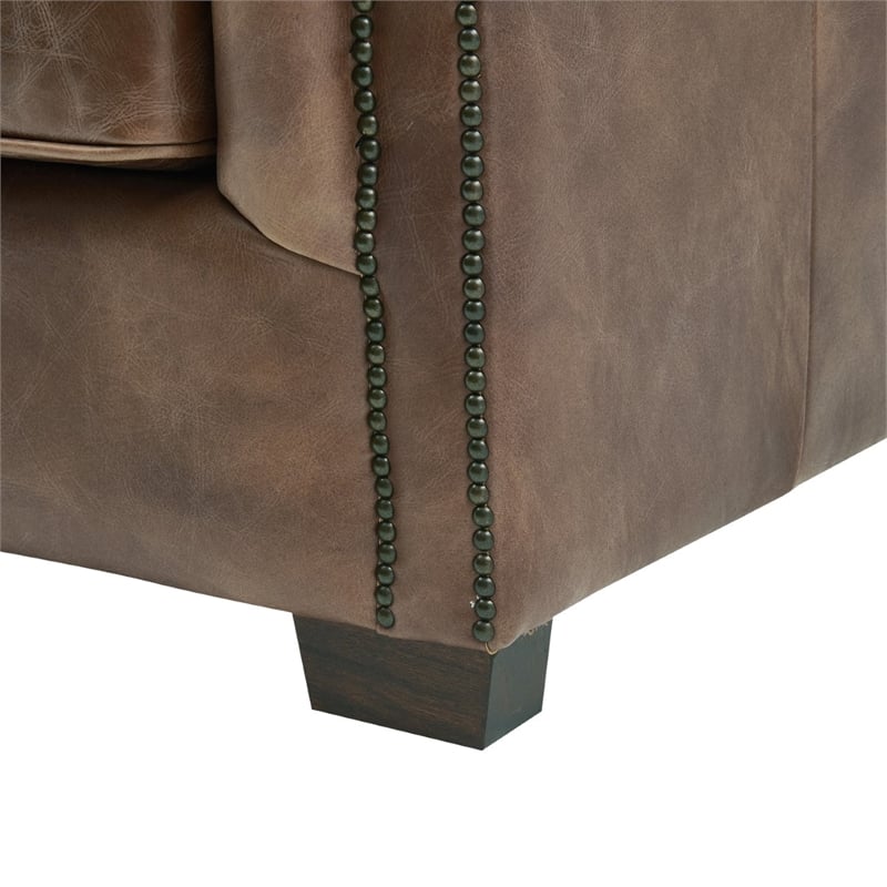 Crafters and Weavers Tuxedo Leather Sofa in Bark Brown