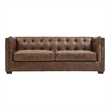 Crafters and Weavers Tuxedo Leather Sofa in Bark Brown