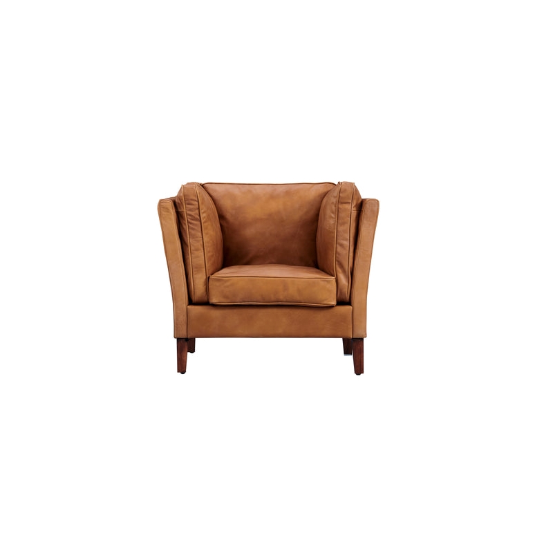 Crafters and Weavers Kenmore Leather Arm Chair in Light Brown