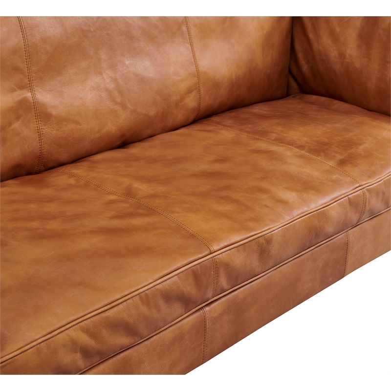 Crafters and Weavers Kenmore Leather Sofa in Light Brown