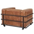 Crafters and Weavers Henry Industrial Modern Leather Arm Chair in Light Brown