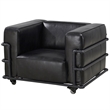 Crafters and Weavers Henry Industrial Modern Leather Arm Chair in Slate