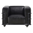 Crafters and Weavers Henry Industrial Modern Leather Arm Chair in Slate