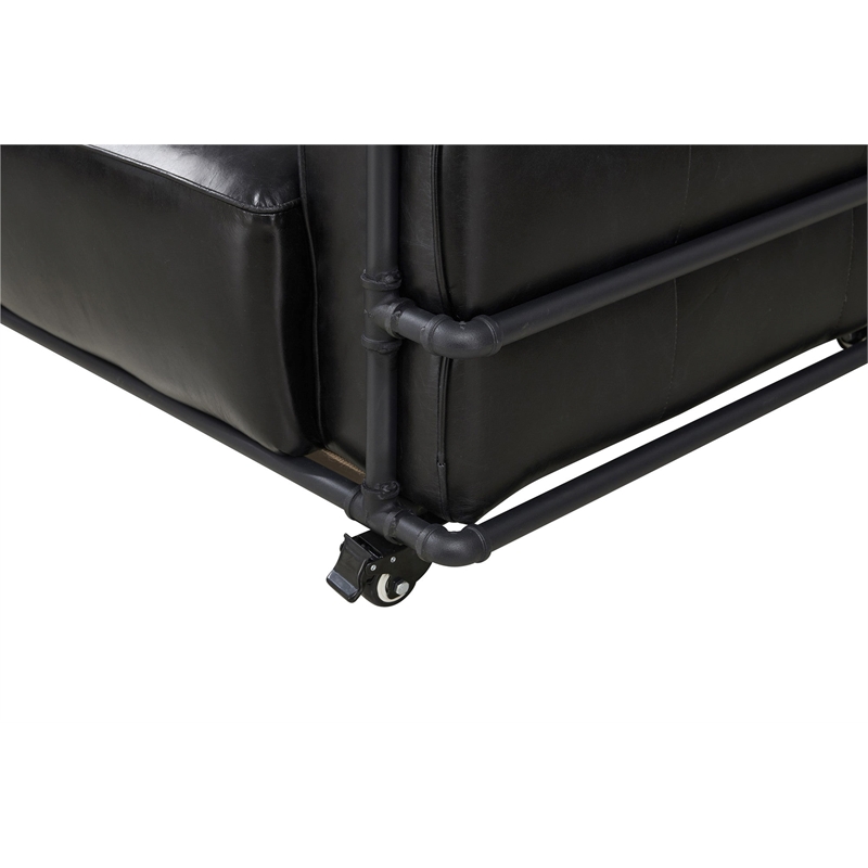 Crafters and Weavers Henry Industrial Modern Leather Sofa in Slate