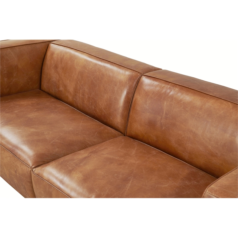 Crafters and Weavers Henry Industrial Modern Leather Sofa in Slate