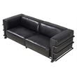 Crafters and Weavers Henry Industrial Modern Leather Sofa in Slate