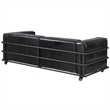 Crafters and Weavers Henry Industrial Modern Leather Sofa in Slate