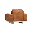 Crafters and Weavers Wainscot Top Grain Leather Arm Chair in Light Chestnut