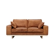 Crafters and Weavers Wainscot Top Grain Leather Love Seat in Light Chestnut