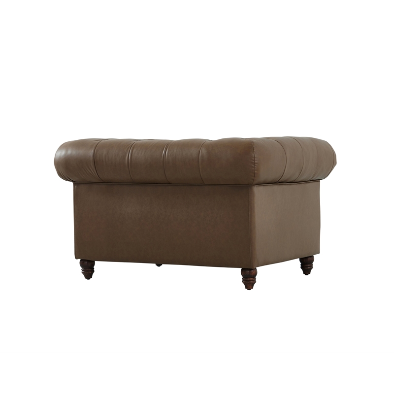 Crafters and Weavers Cornelia Modern Contemporary Eco Leather Arm Chair in Brown